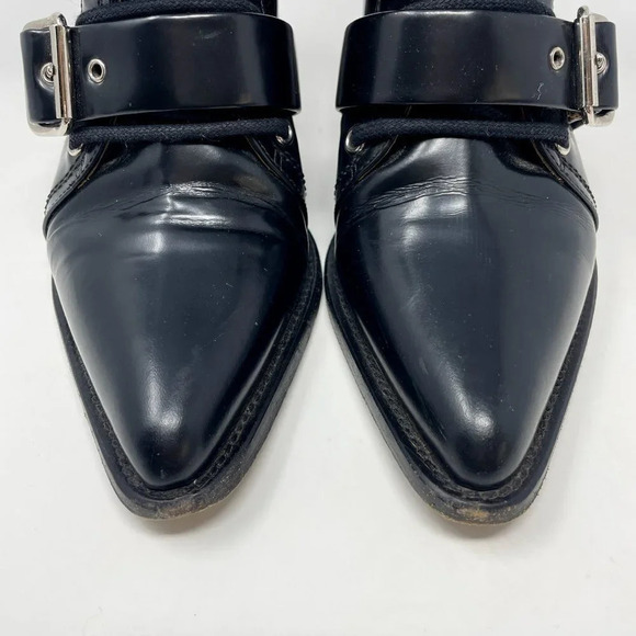 CHLOE Rylee Glossed Leather Ankle Boots Cut Out Black Size 37/7 - Picture 6 of 13